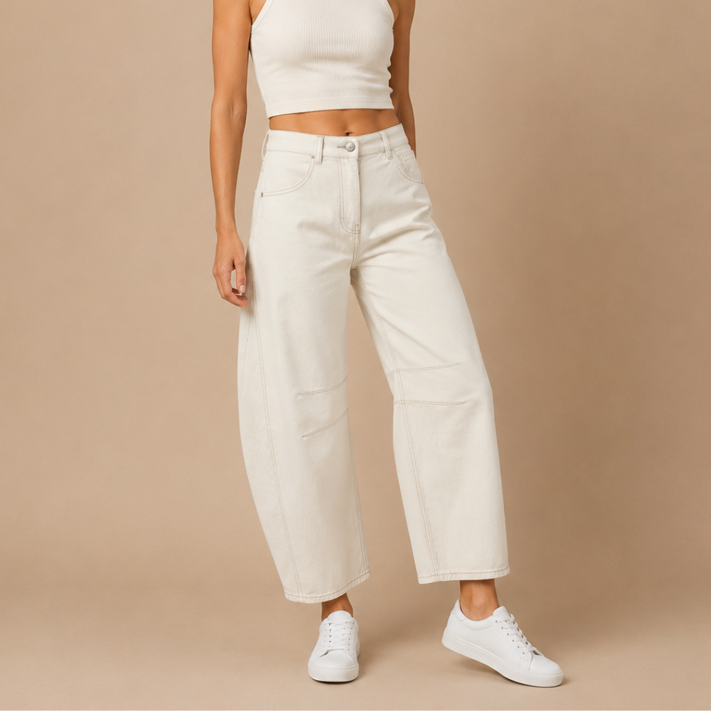 Damesjeans met wijde pijpen van stretchdenim Jelle Jora Mode