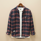 Męska koszula flanelowa w kratę, bawełniana, w stylu retro, codzienna