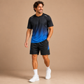 Heren sportset met shirt en korte broek in kleurverloop Jelle Jora Mode