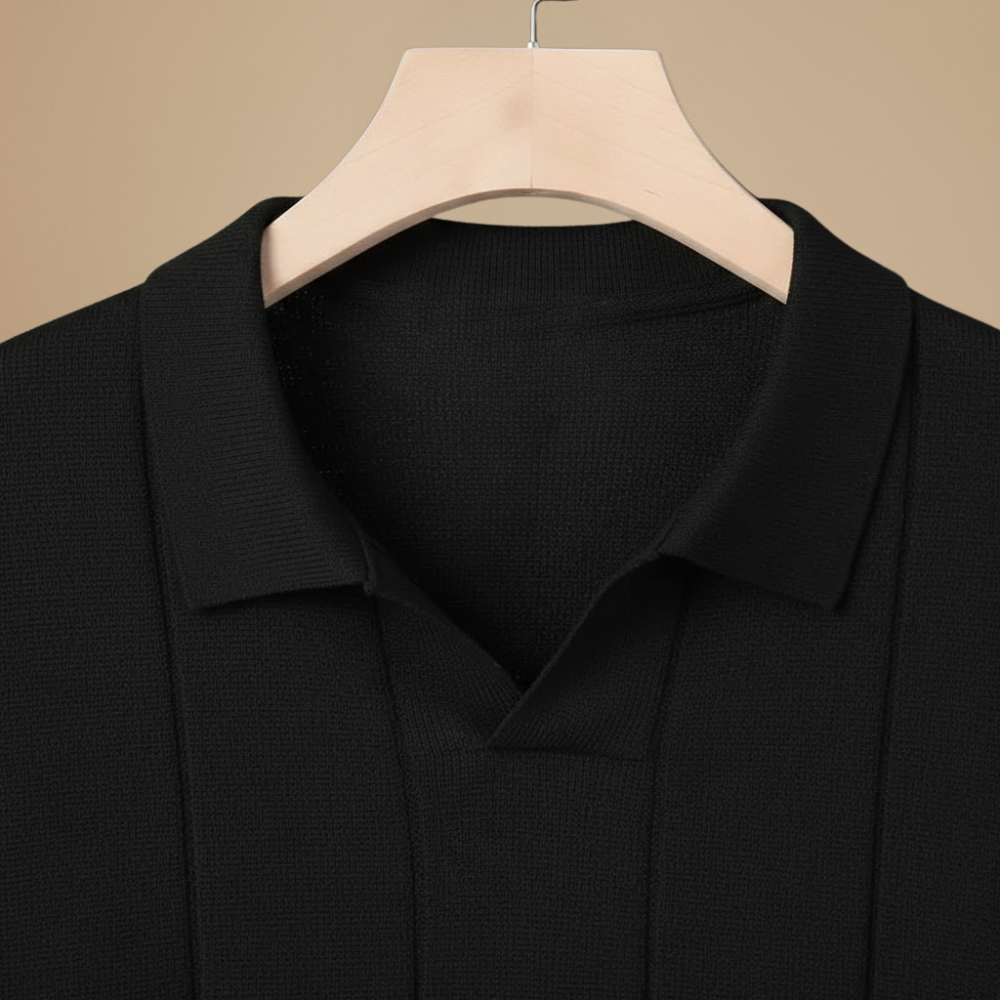 Męska dzianinowa koszulka polo slim fit z krótkim rękawem
