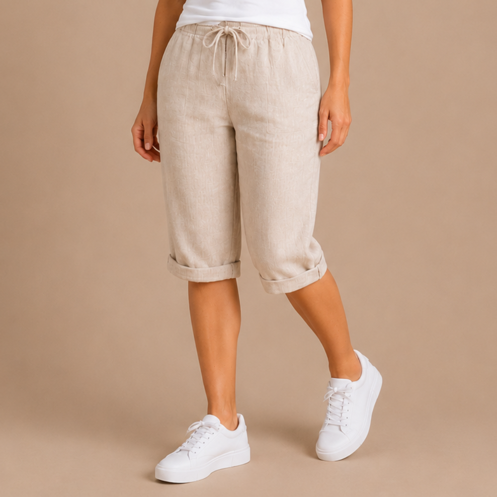 Dames capribroek met elastische tailleband Jelle Jora Mode