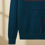 Dzianinowy męski sweter z długim rękawem i graficznym wzorem
