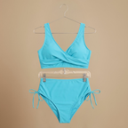 Damskie bikini z wysokim stanem, z wiązaniem po bokach