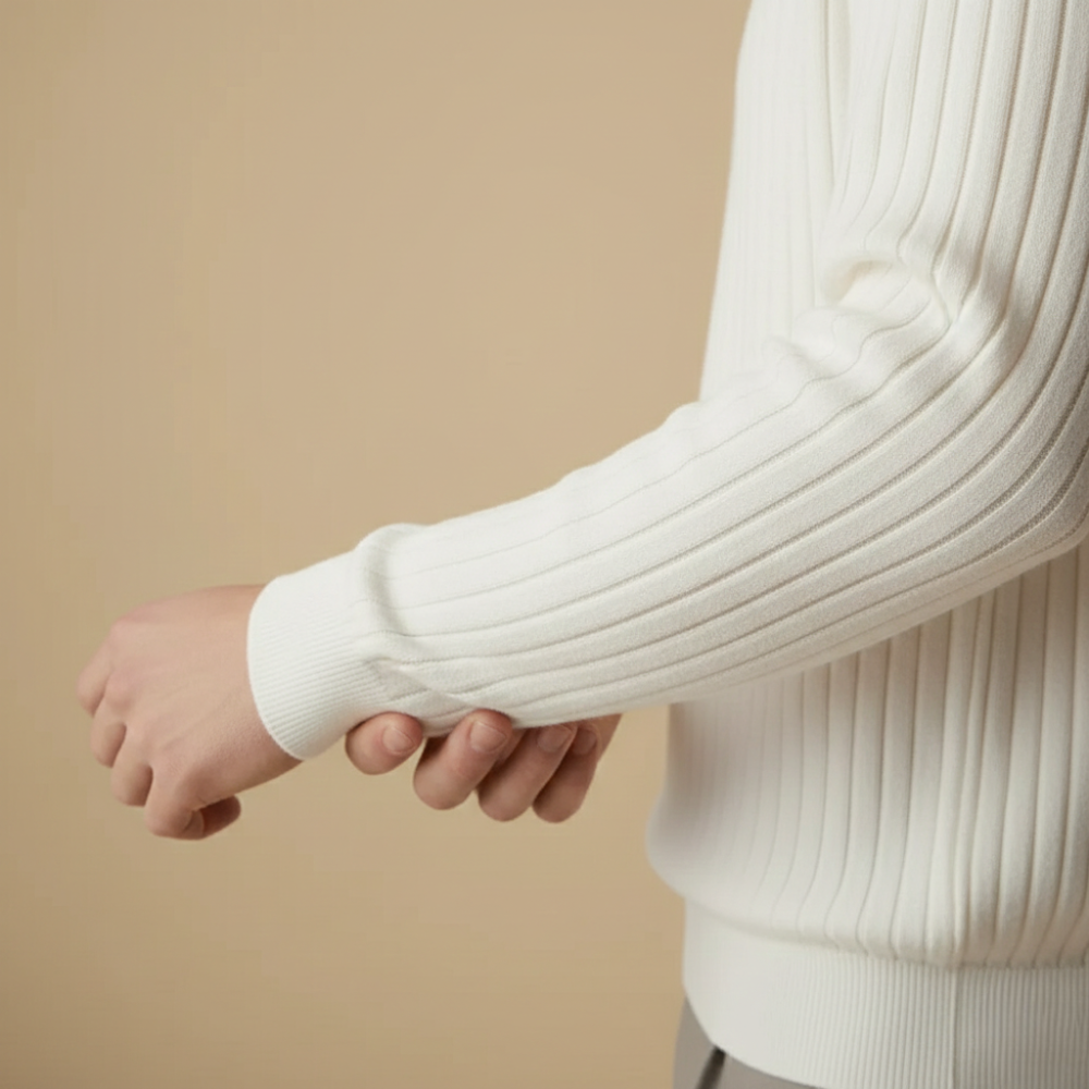 Minimalistyczna męska prążkowana dzianinowa koszulka polo slim fit
