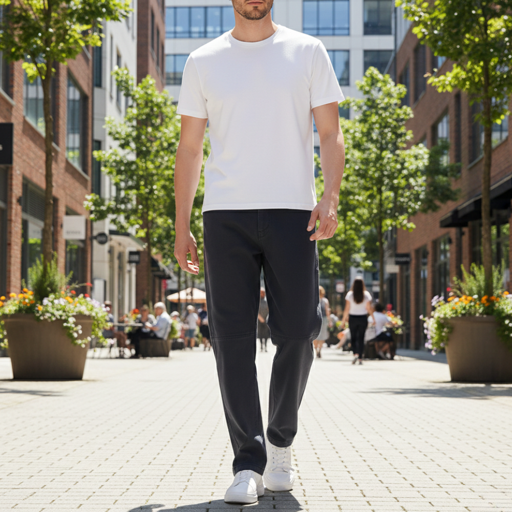 Męskie spodnie o prostym kroju w kratę typu slim fit