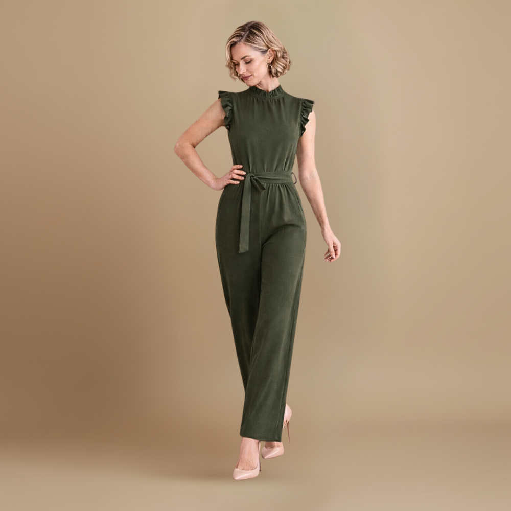 Dames elegante jumpsuit met taille riem en mouwloos ontwerp Jelle Jora Mode