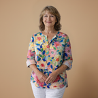 Damesblouse met bloemenprint en V-hals Jelle Jora Mode