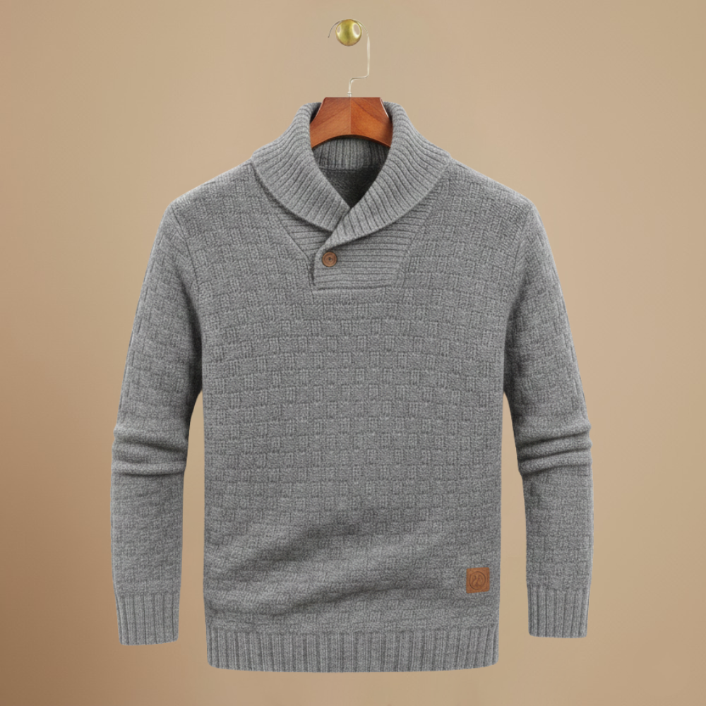 Męski sweter zimowy ze stójką i teksturą