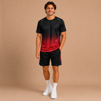 Heren sportset met shirt en korte broek in kleurverloop Jelle Jora Mode