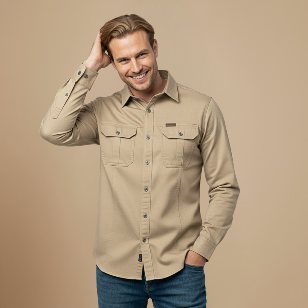 Casual Tactisch Cargoshirt met Lange Mouwen Jelle Jora Mode