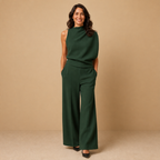 Dames jumpsuit met hoge kraag en wijde pijpen Jelle Jora Mode
