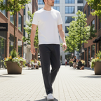 Męskie spodnie o prostym kroju w kratę typu slim fit