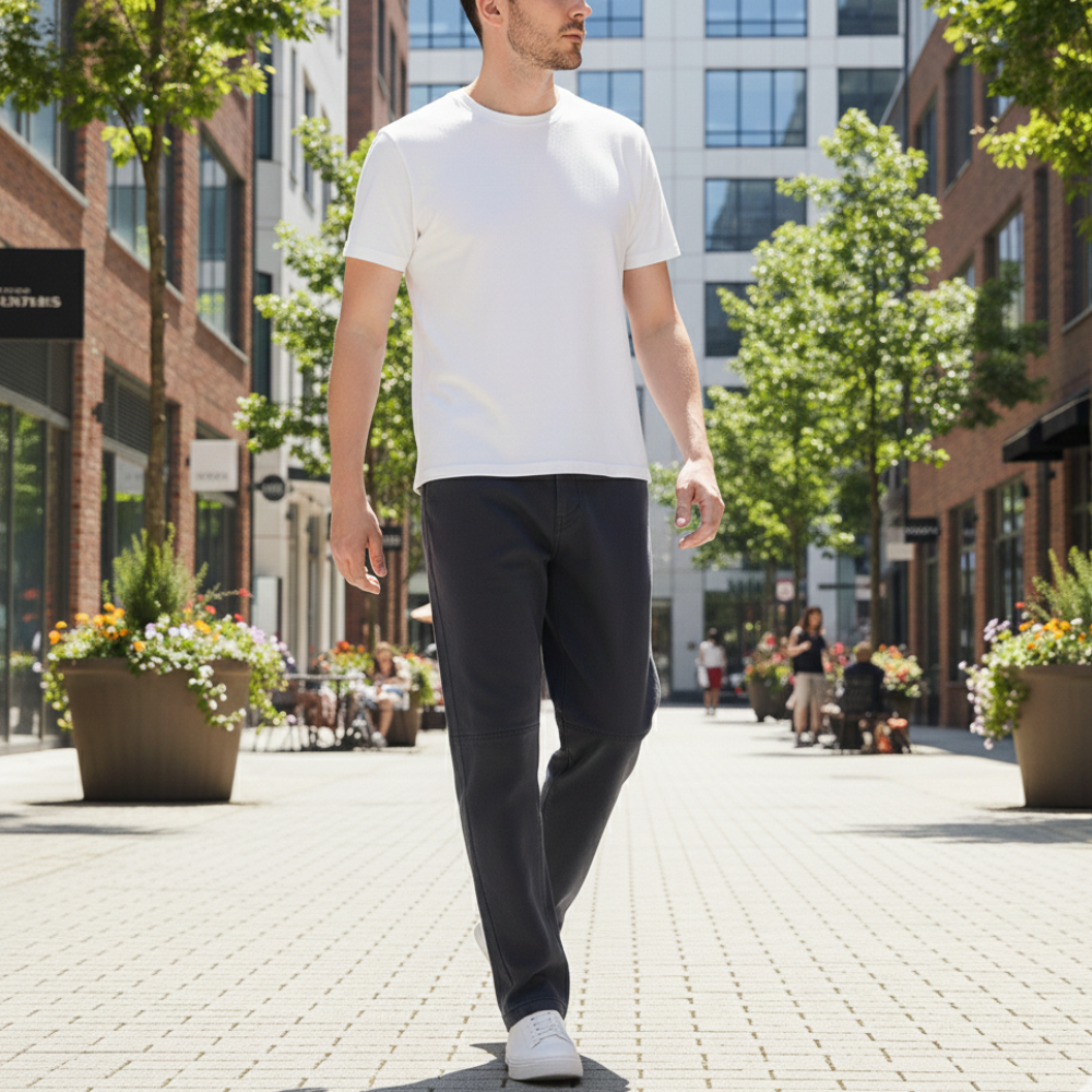 Męskie spodnie o prostym kroju w kratę typu slim fit