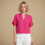 Casual damesblouse met V-hals en gesplitste mouwen Jelle Jora Mode