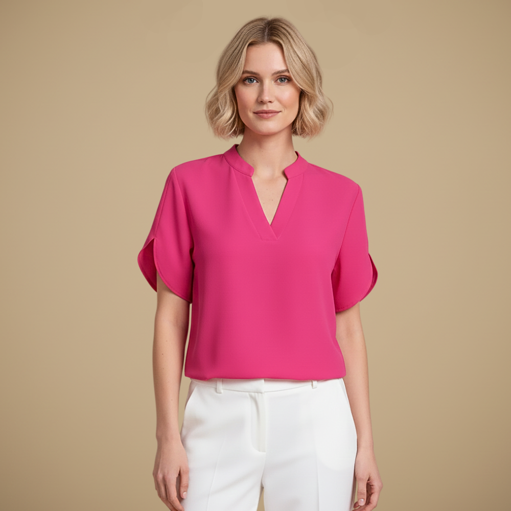 Casual damesblouse met V-hals en gesplitste mouwen Jelle Jora Mode