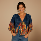 Dames casual blouse met halflange mouwen en knoopsluiting Jelle Jora Mode