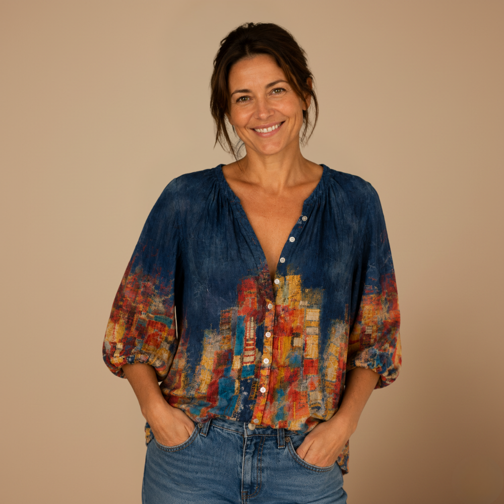 Dames casual blouse met halflange mouwen en knoopsluiting Jelle Jora Mode