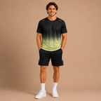 Heren sportset met shirt en korte broek in kleurverloop Jelle Jora Mode