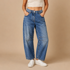 Damesjeans met wijde pijpen van stretchdenim Jelle Jora Mode