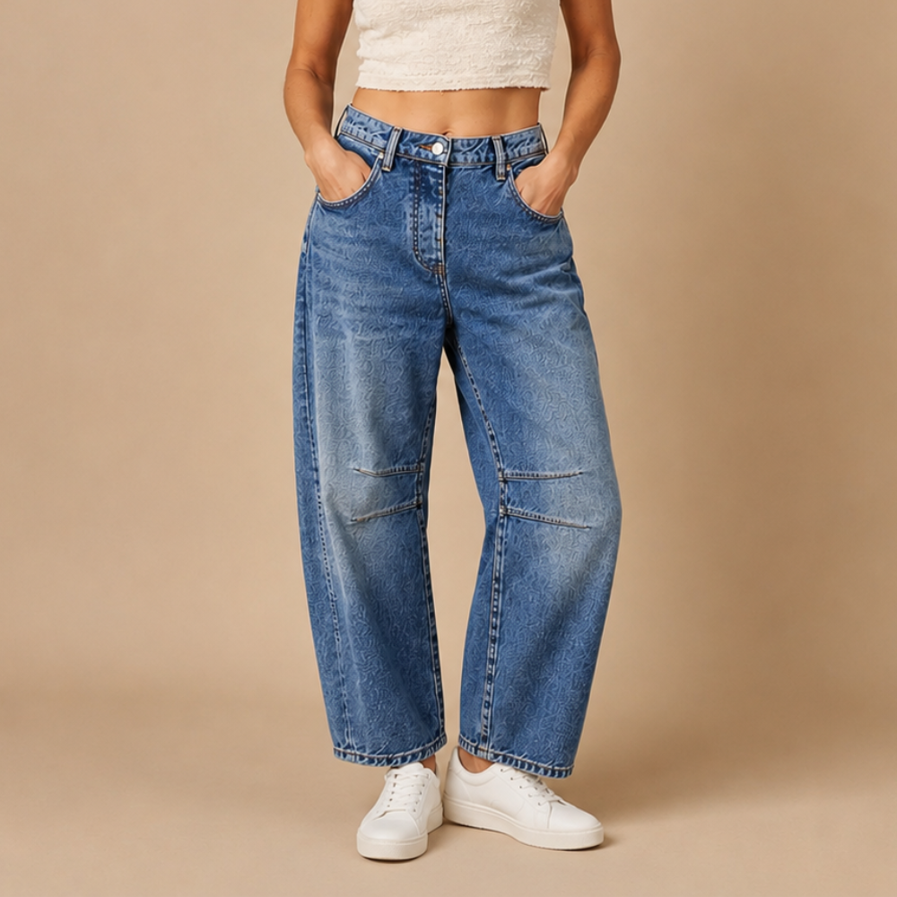 Damesjeans met wijde pijpen van stretchdenim Jelle Jora Mode