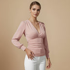 Chique Crop Top met V-hals en Strik Aan De Achterkant Jelle Jora Mode