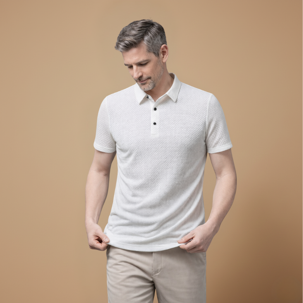Heren ademend casual T-shirt met korte mouwen en structuur Jelle Jora Mode