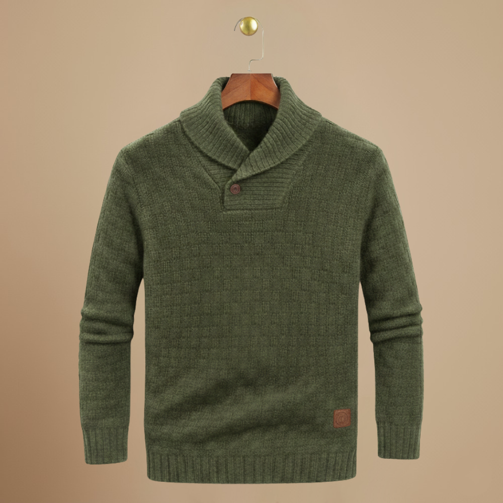 Męski sweter zimowy ze stójką i teksturą