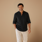Heren casual blouse met V-hals en lange mouwen Jelle Jora Mode