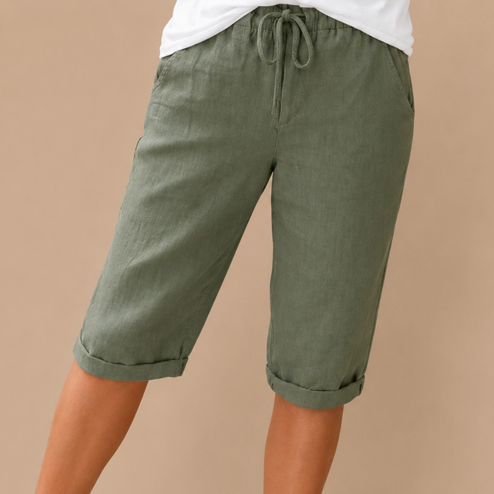Dames capribroek met elastische tailleband Jelle Jora Mode