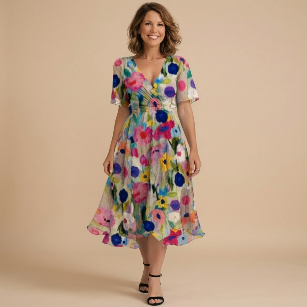Dames casual knielengte zomerjurk met patroon Jelle Jora Mode