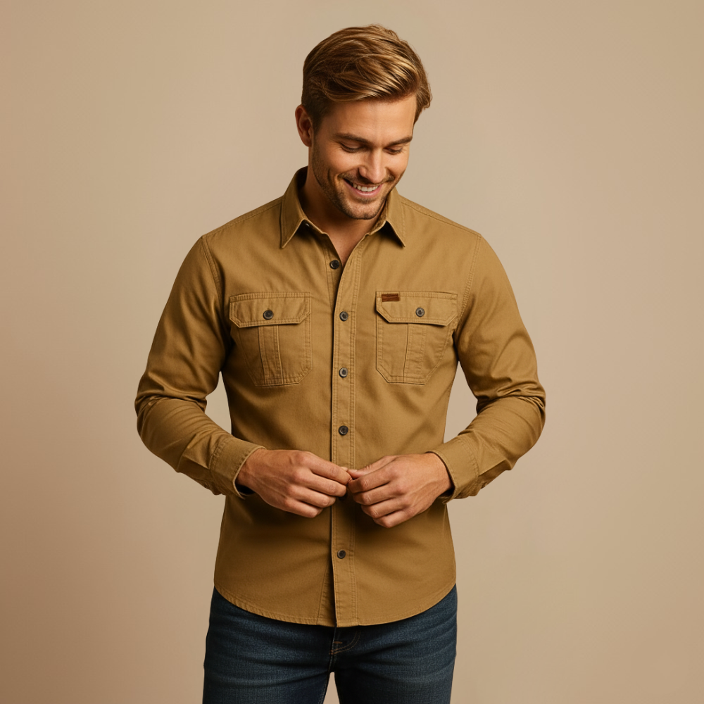 Casual Tactisch Cargoshirt met Lange Mouwen Jelle Jora Mode