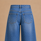 Damskie jeansy z szerokimi nogawkami ze streczowego denimu