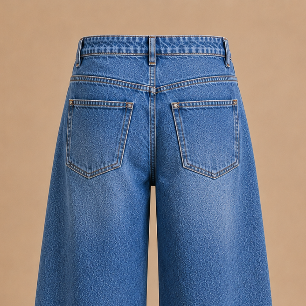 Damskie jeansy z szerokimi nogawkami ze streczowego denimu