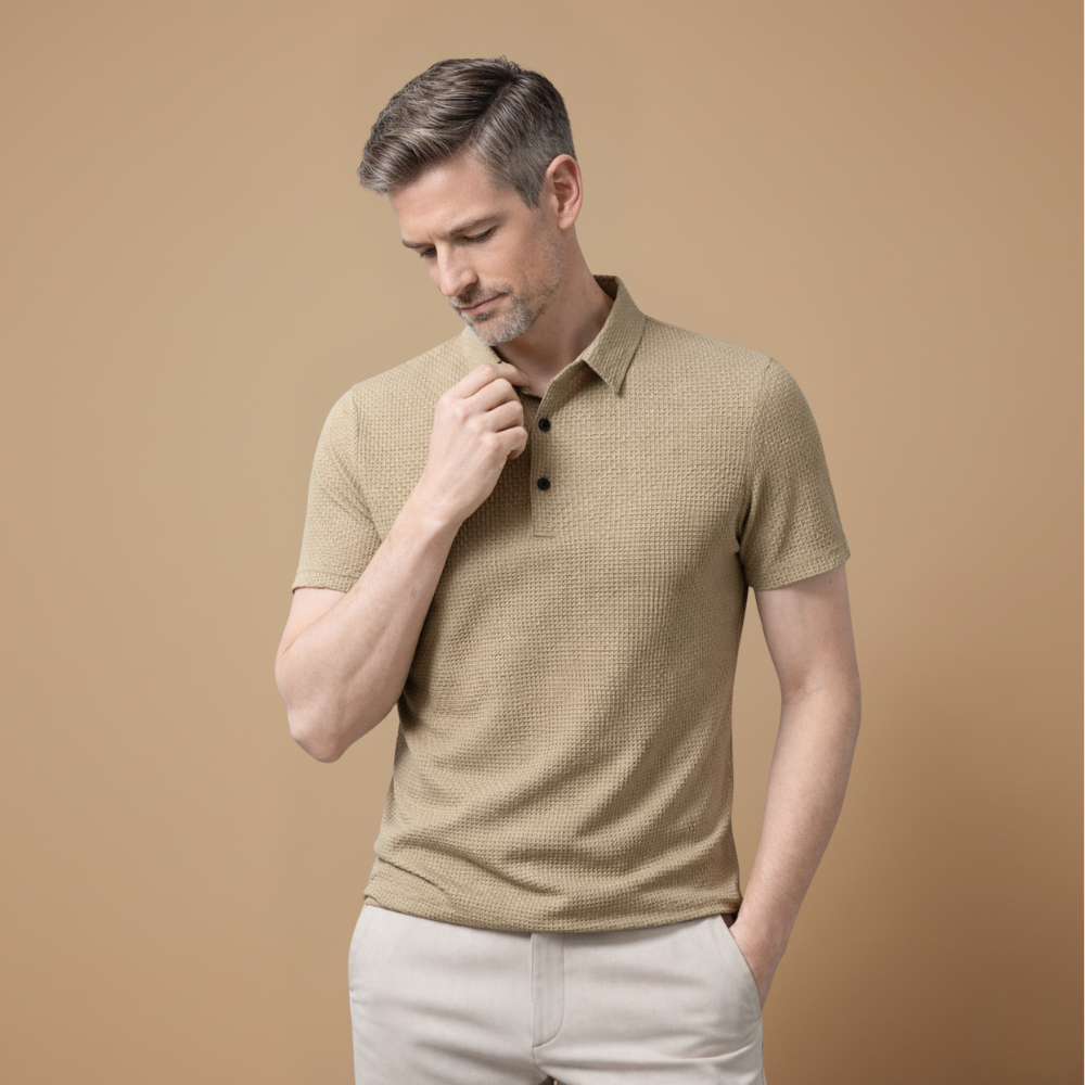 Heren ademend casual T-shirt met korte mouwen en structuur Jelle Jora Mode