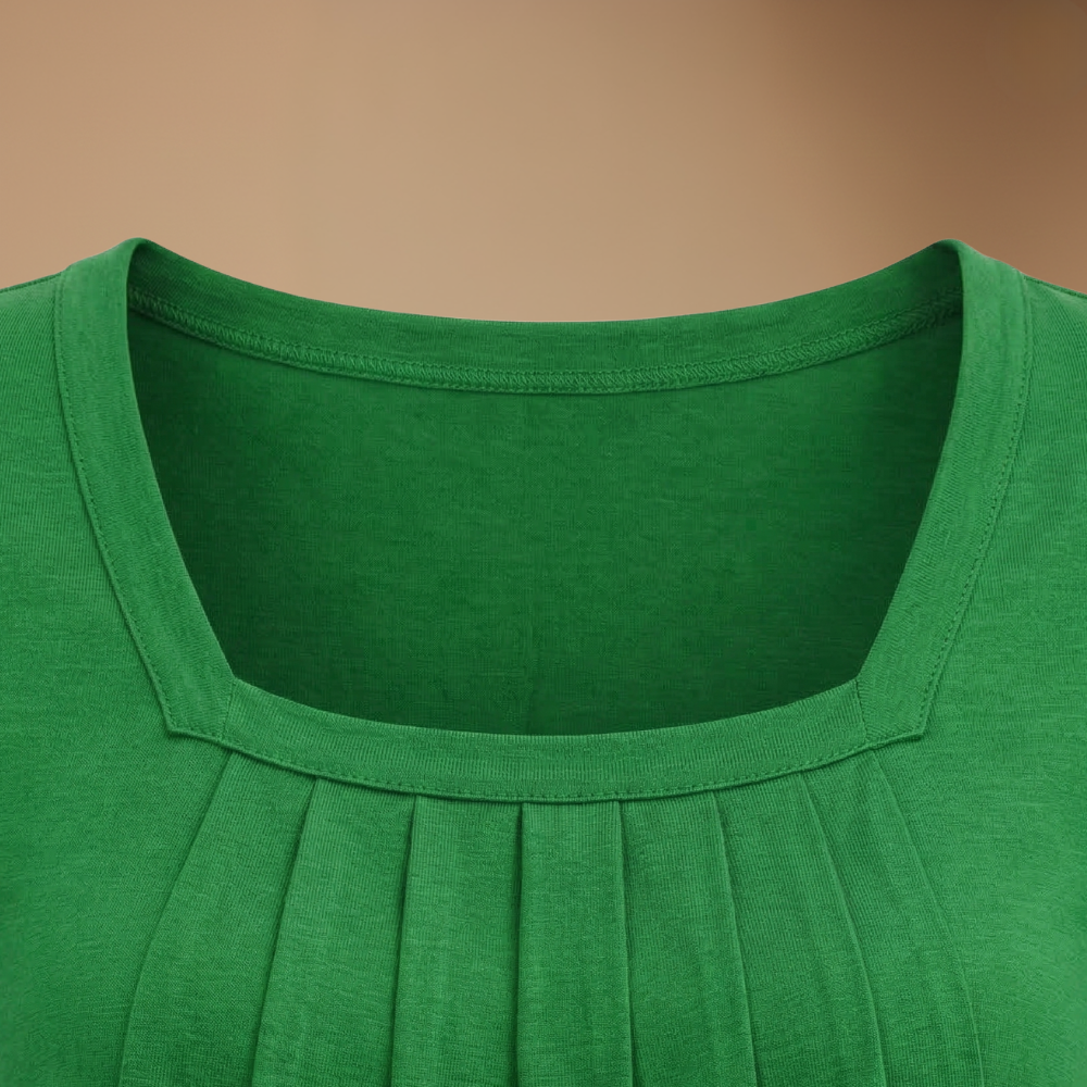 Damski casualowy T-shirt z kwadratowym dekoltem i krótkim rękawem