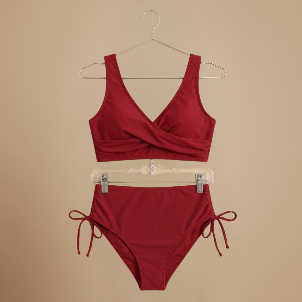 Damskie bikini z wysokim stanem, z wiązaniem po bokach