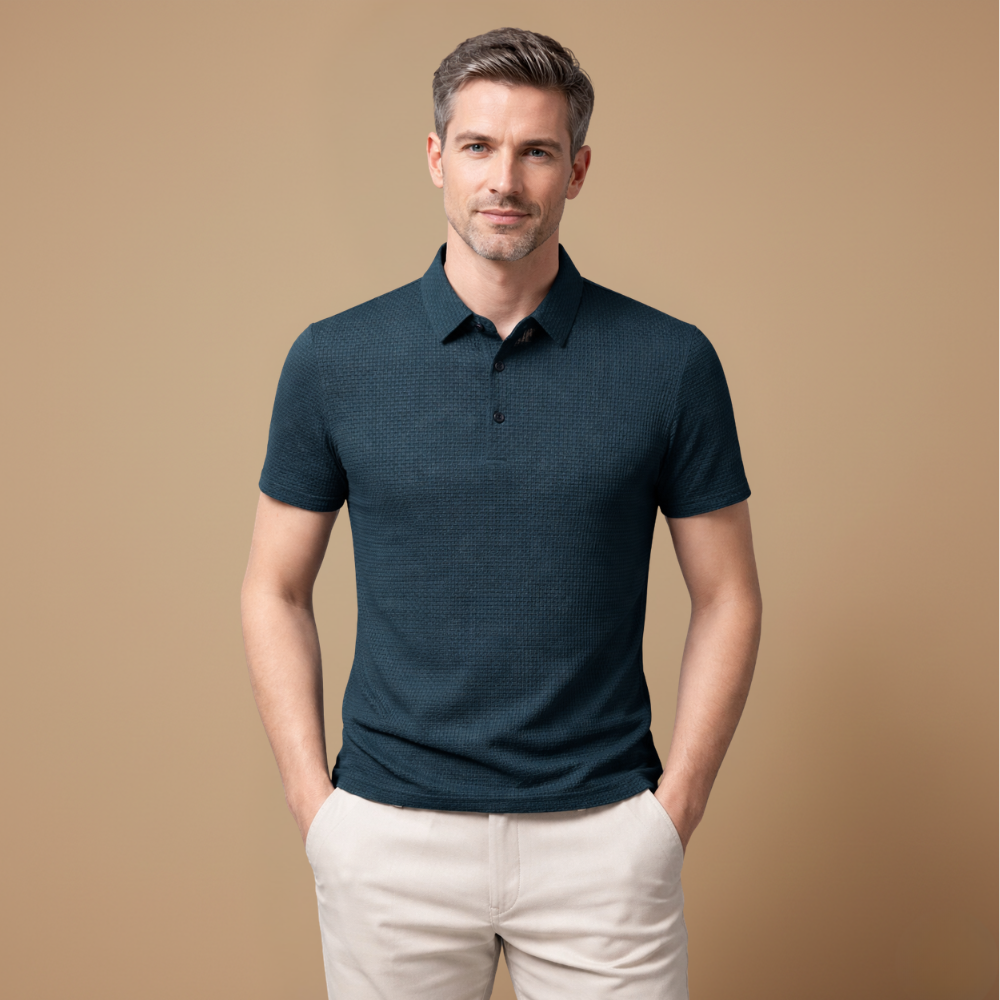 Heren ademend casual T-shirt met korte mouwen en structuur Jelle Jora Mode
