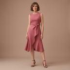Dames mouwloze A-lijn midi-jurk elegante zomeroutfit Jelle Jora Mode