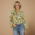 Dames casual boho bloemenblouse met uitlopende mouwen Jelle Jora Mode