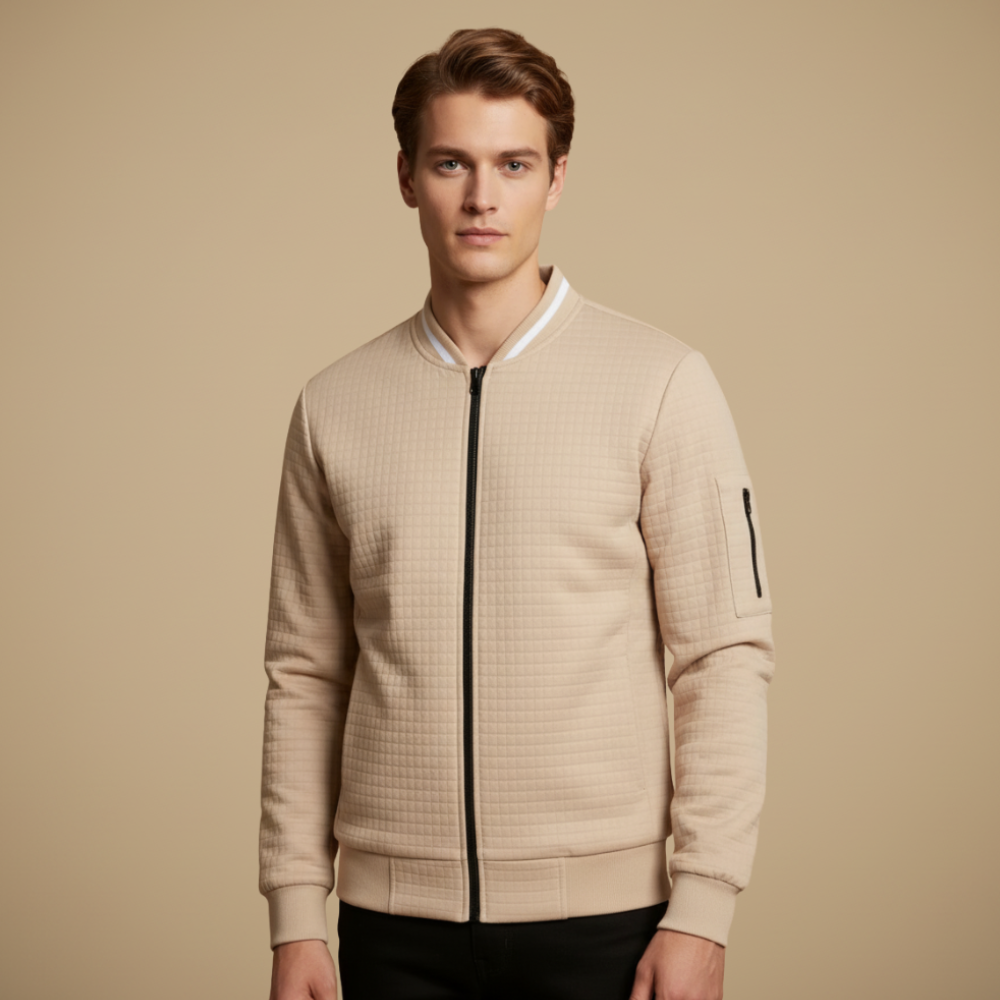Heren casual jas met wafelstructuur en volledige ritssluiting Jelle Jora Mode