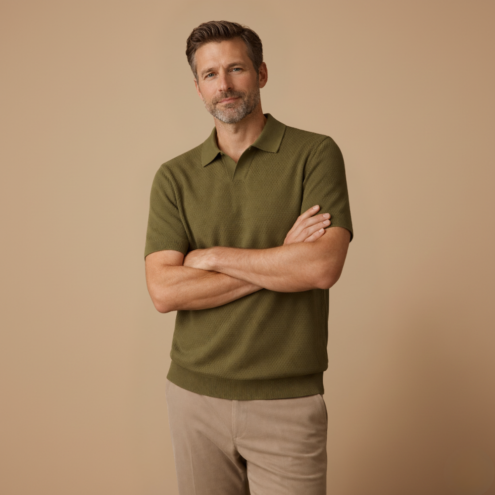 Męska koszulka polo slim fit z krótkim rękawem i klasycznym dekoltem w serek