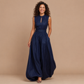 Dames mouwloze jumpsuit met plooien en wijde pijpen Jelle Jora Mode