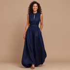 Dames mouwloze jumpsuit met plooien en wijde pijpen Jelle Jora Mode