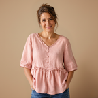 Damesblouse met losse pasvorm en driekwartmouwen Jelle Jora Mode