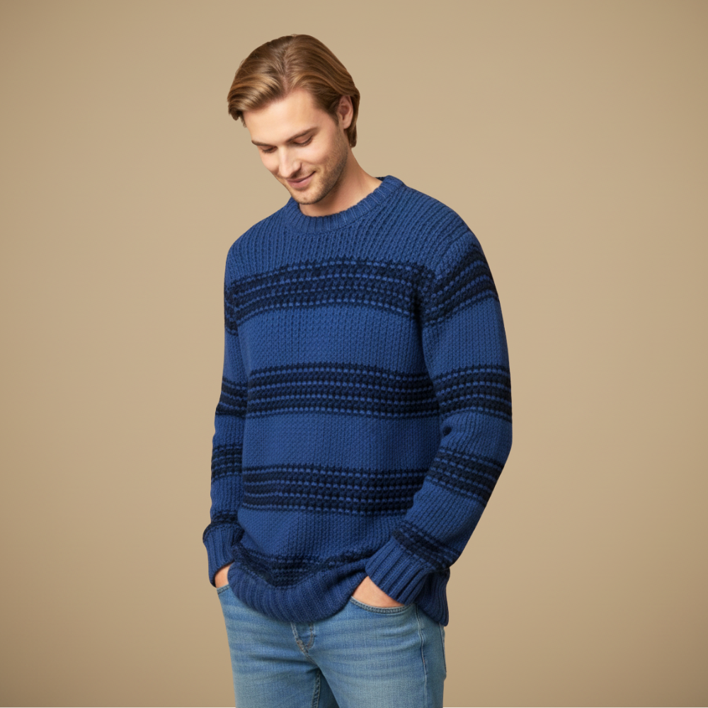 Lichtgewicht rekbare pullover met ronde hals voor heren Jelle Jora Mode