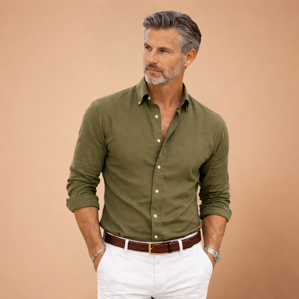 Heren slim fit overhemd met lange mouwen en knopen Jelle Jora Mode