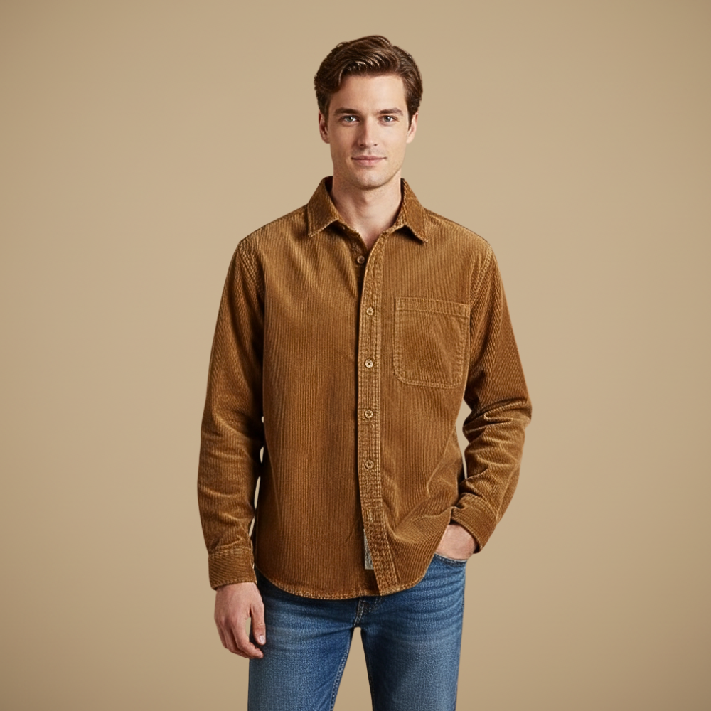 Effen vintage corduroy overhemd voor heren Jelle Jora Mode