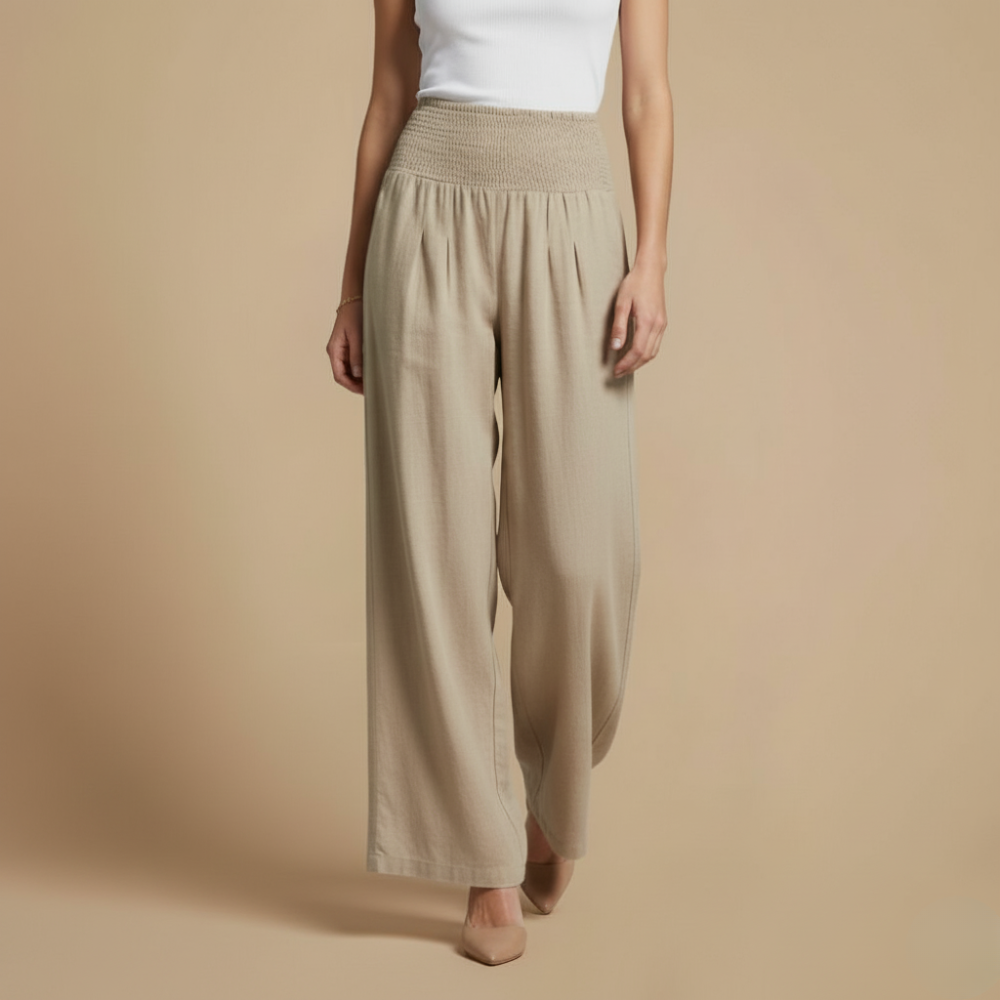 Elastische Hoge Taille Wijde Broek Jelle Jora Mode