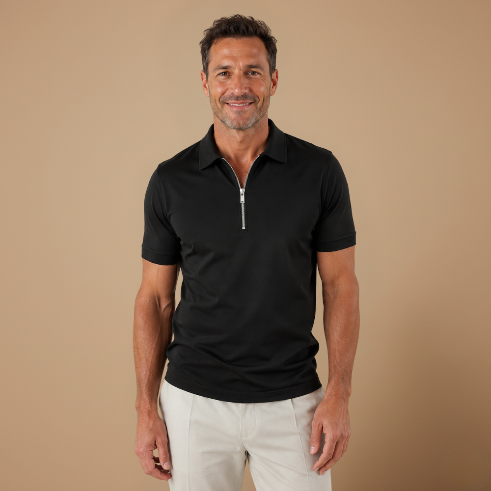 Heren ademend poloshirt met ritssluiting en korte mouwen Jelle Jora Mode