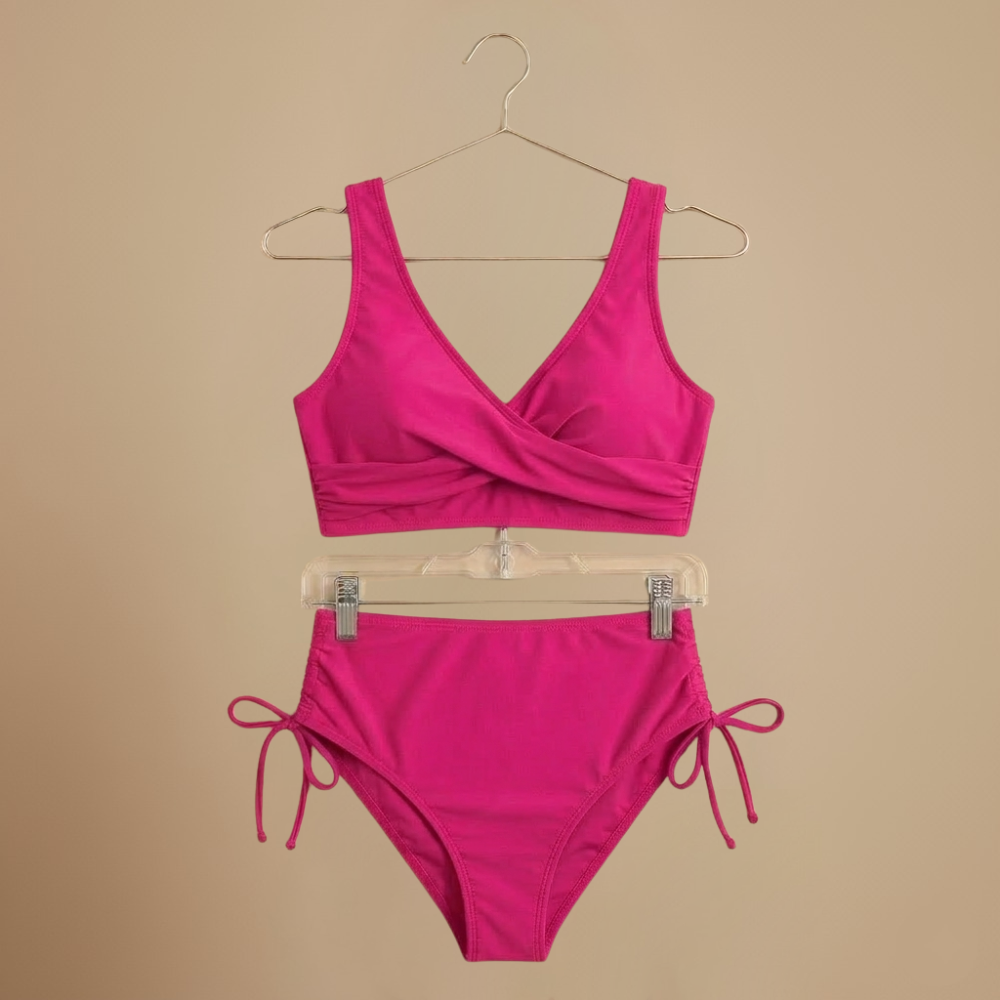 Damskie bikini z wysokim stanem, z wiązaniem po bokach